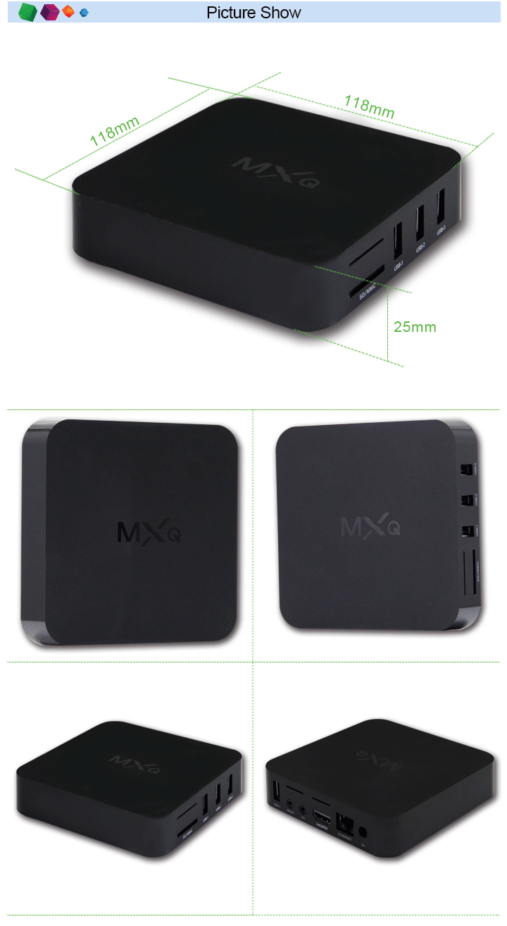 Smart TV Box OTT Android 4.4 Kikat TV Box MXQ