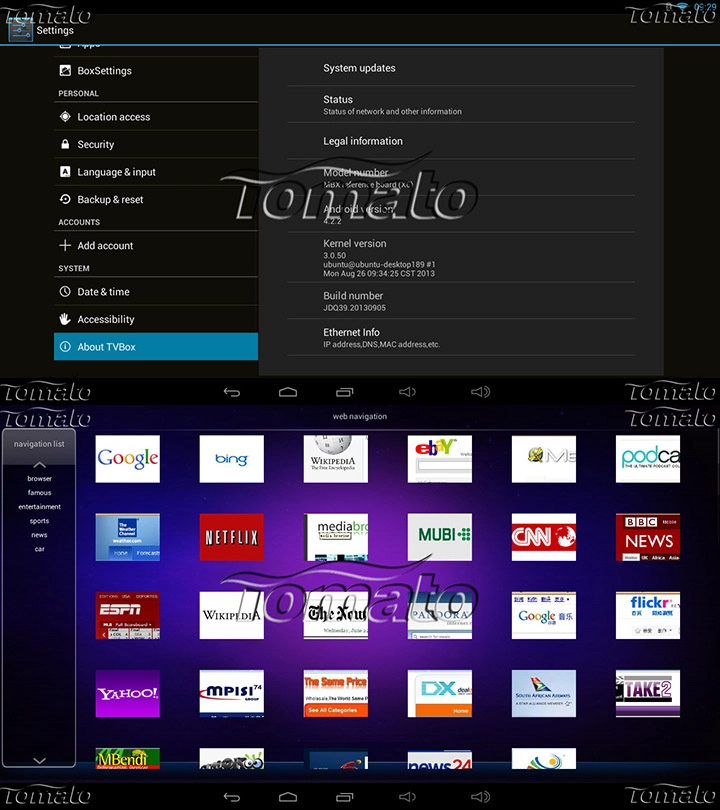 XBMC tv box Quad core mali400 GPU Android Tv Box X6