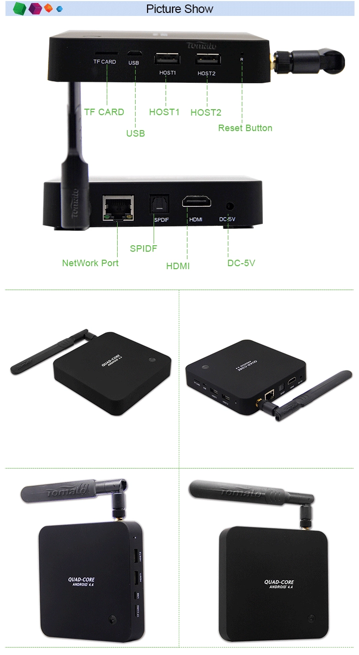 4K Media player Rockchip 3288 Quad-Core Android 4.4 Tv box Q8