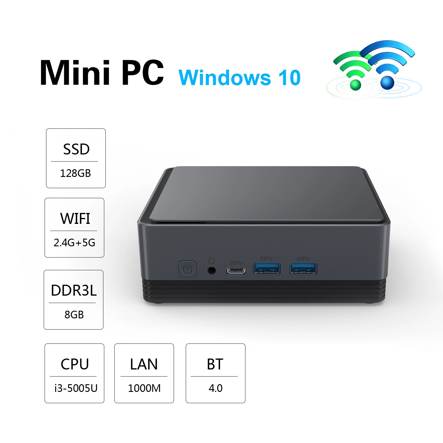 Mini PC, Intel Mini PC, Mini PC Windows 10, Intel Windows 10, Intel Mini PC Windows 10, Intel i3, Intel i3-5005U, Intel Mini PC Windows 10 Intel i3-5005U 8GB RAM Support 128G SSD Dual HDMI Onenuts Nut G5