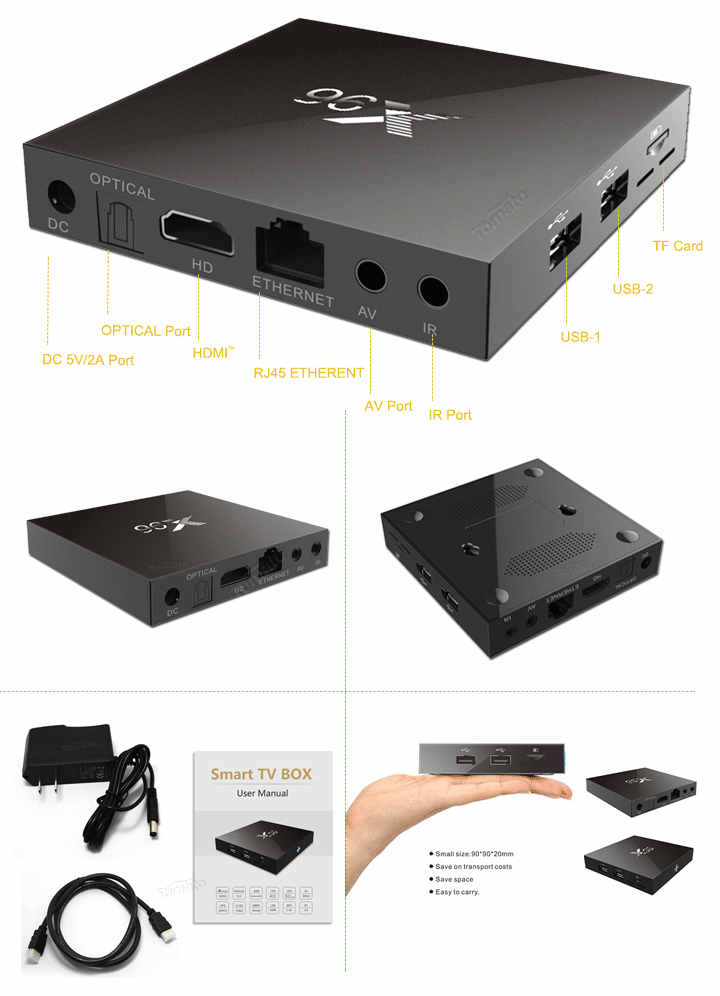 Android 6.0.1 tv box support VP9/H.265 up to 4Kx2K@60fps.