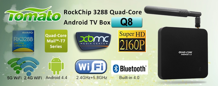 4K Media player Rockchip 3288 Quad-Core Android 4.4 Tv box Q8