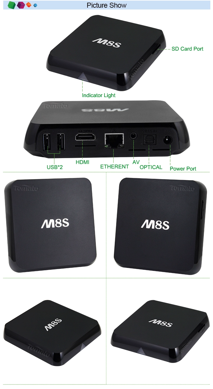 4K Media Player the First Amlogic S812 Quad Core Smart TV Box Fully Decode both H264 & 265 TM8S