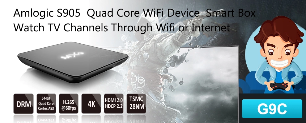 Android TV Box Quad Core S905 Chipset 1G RAM 8G ROM Android 5.1 Amlogic S905 Quad-Core 64-bit Cortex-A53 up to 2.0GHz G9C