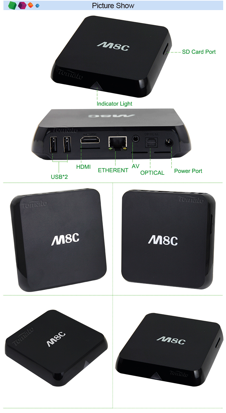 Android 4.4 Smart Tv Box Amlogic S812 Quad Core with Bluetooth 4.0 Support UHD 4K H.265 TM8C