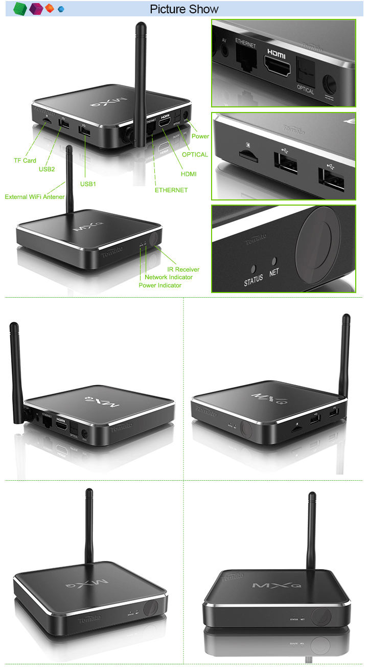 Android TV Quad Core Amlogic S805 Android 4.4 Quad Core support H.265 4K2K MXQ2