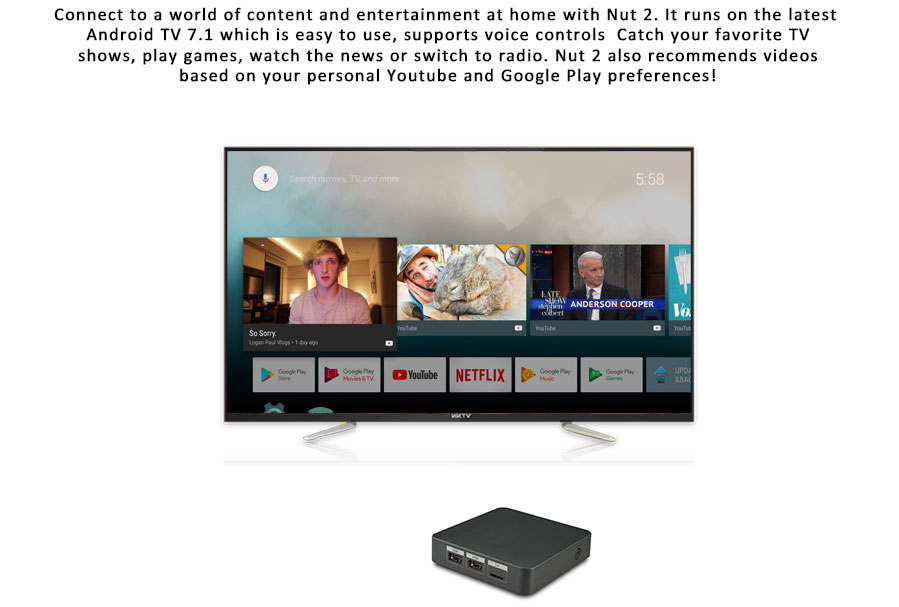 Nut 2 1080P Quad Core Google Android TV Box By Android TV™