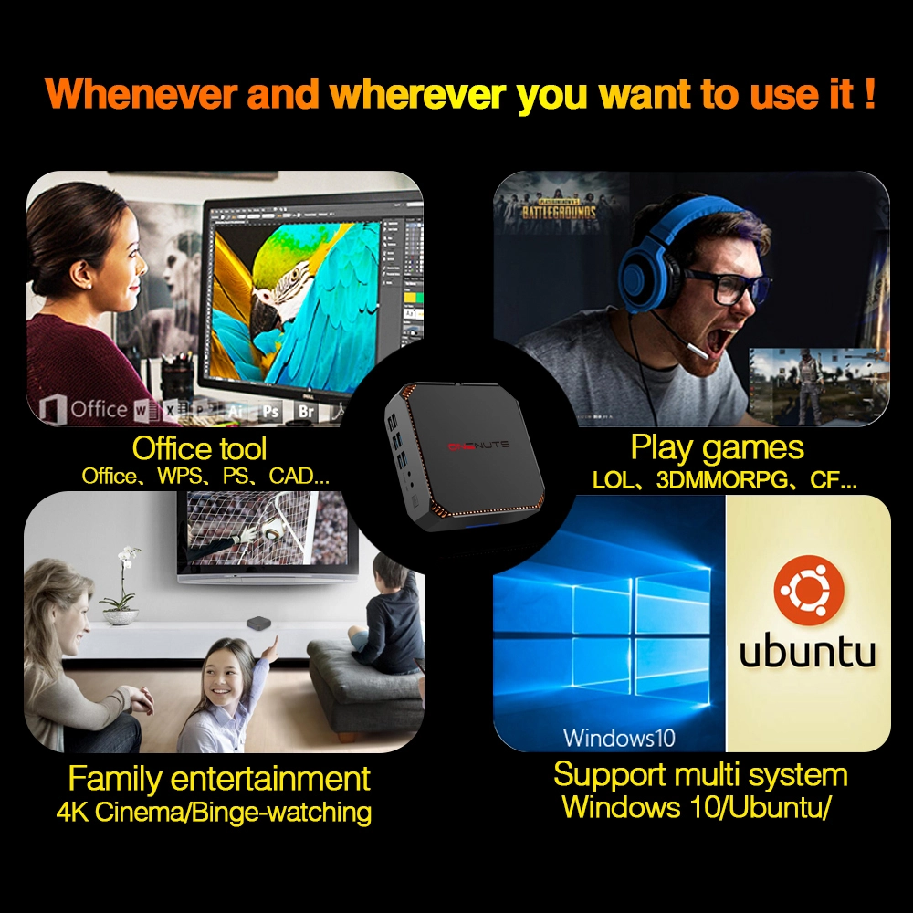 Onenuts Nut 7 Intel Core 7 Generation Mini PC Windows 10 i3-7100U/i5-7200U/i7-7500U