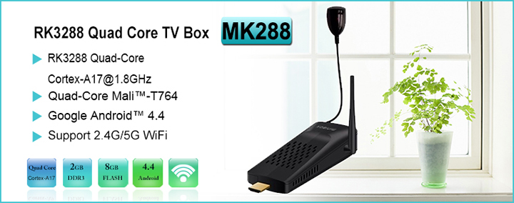 Full HD Media Player RK3288 Quad-core 2.4G/5G Wifi MK288