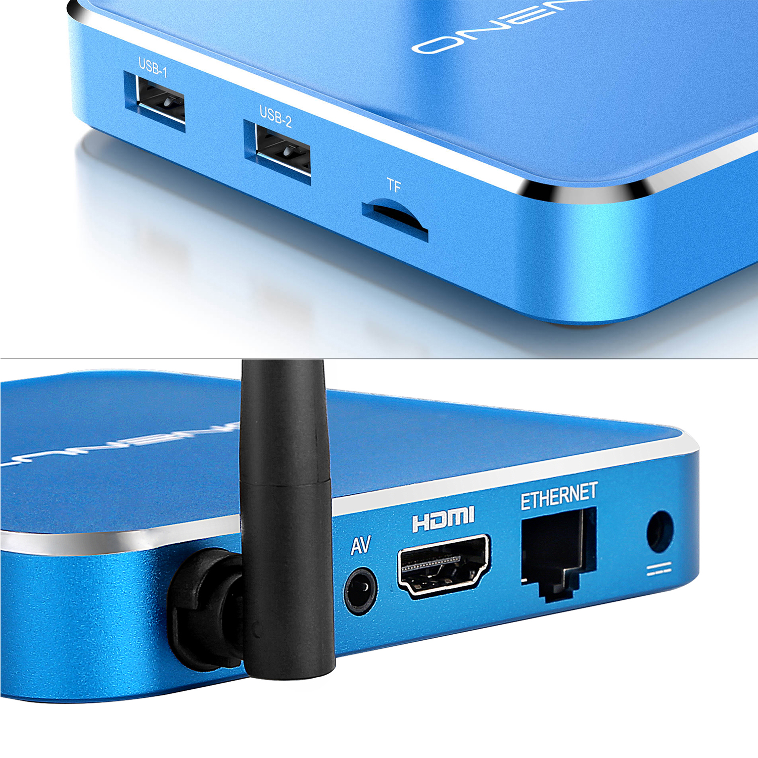 2-in-1 Octa Core Streaming Media Player & Game Android TV Box مع Android 6.0 Marshmallow 2G DDR3 16G eMMC Dual-AC AC WIFI يدعم KODI YouTube Netflix Facebook وغيرها الكثير - Onenuts Nut 1 Blue