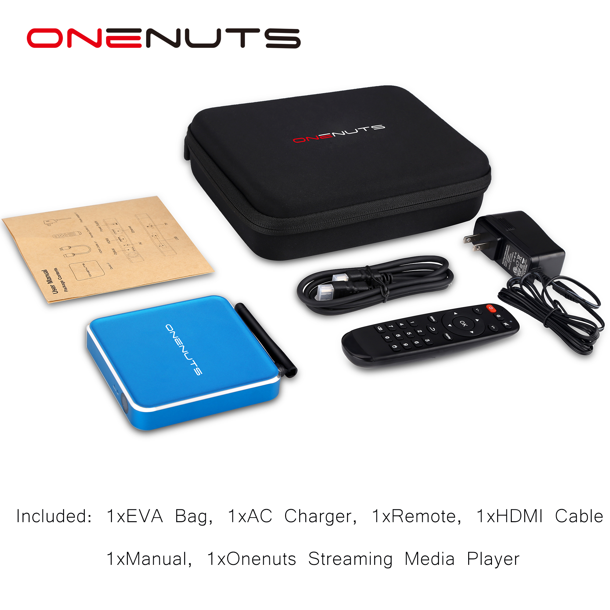 2-em-1 Octa Core Streaming Media Player e jogo Android TV Box com Android 6.0 Marshmallow 2G DDR3 16G eMMC Dual-Band AC Wi-Fi apoio KODI YouTube Netflix Facebook e muitos mais - Onenuts Nut 1 Blue