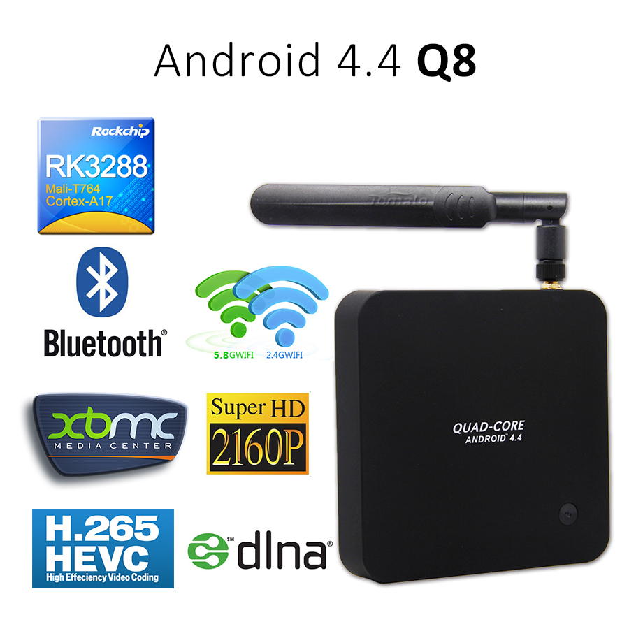 4 K 媒体播放器瑞芯微 3288 双核 Android 4.4 电视盒 Q8