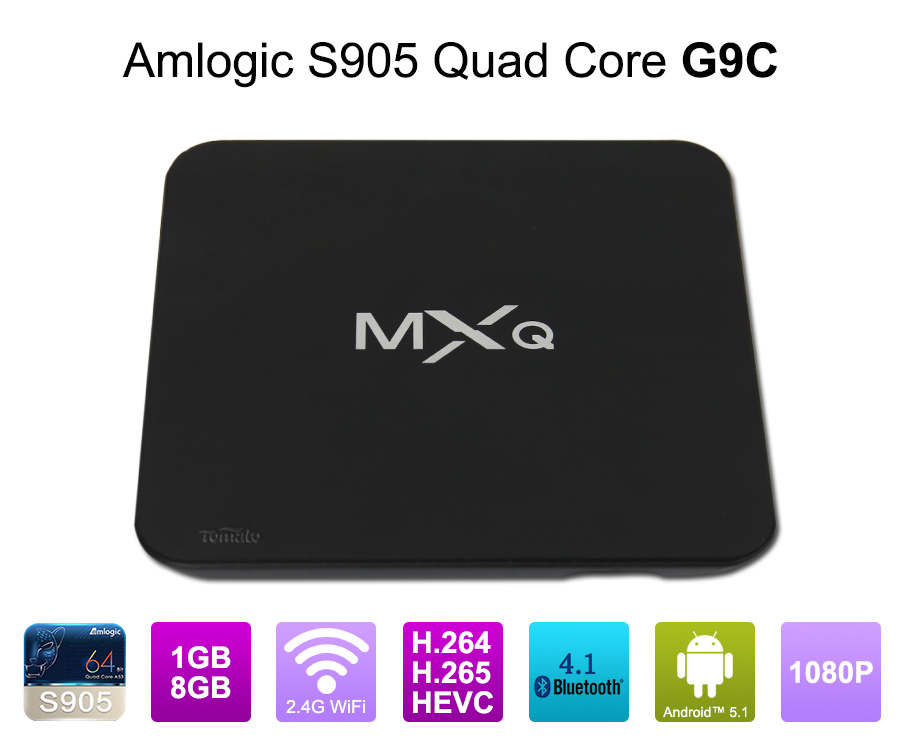 Amlogic S905 Android电视盒4K2K超高清Mali-450最高750 Mhz Android 5.1 Lollipop四核全媒体播放器G9C