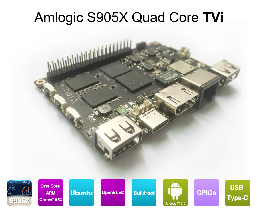 Amlogic S905X Quad-Core desenvolvimento placa fonte aberta DIY TV Box