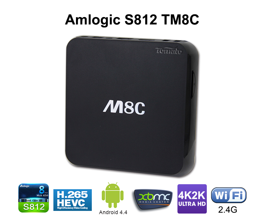 Android 4.4 Smart TV Box Amlogic S812 رباعي النواة مع بلوتوث 4.0 يدعم UHD 4K H.265 TM8C