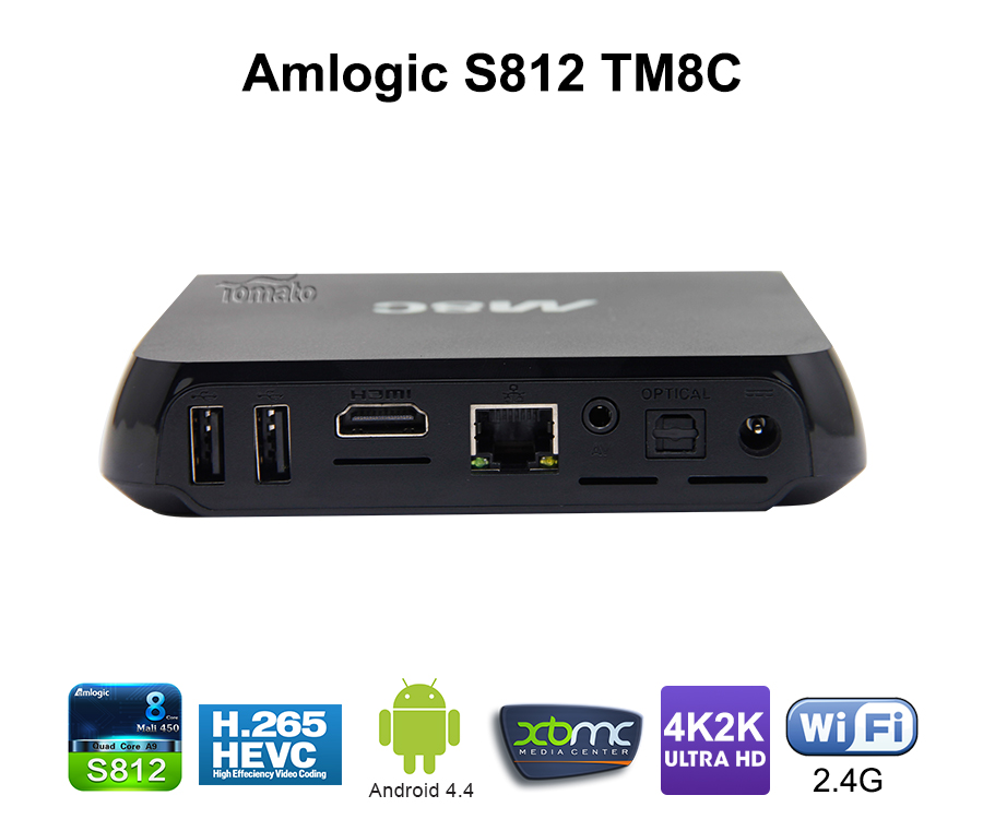 Android 4.4 Smart Tv Box Amlogic S812 Quad Core with Bluetooth 4.0 Support UHD 4K H.265 TM8C