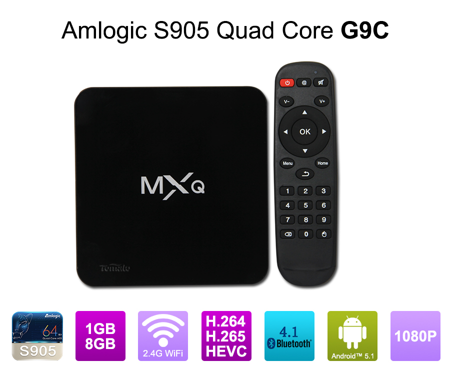 Android 5.1 Amlogic S905 Quad Core Lettore multimediale Full HD 1080P Android TV Box Quad Core Box G9C
