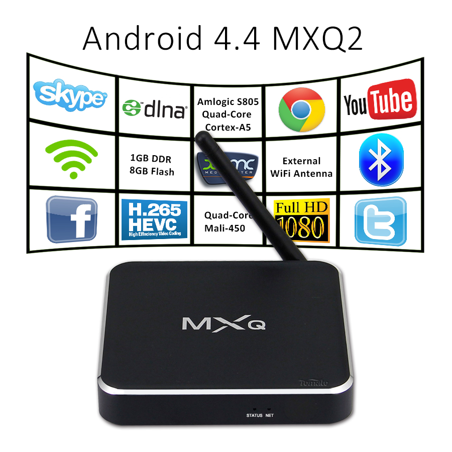 Android TV Quad Core Amlogic S805 Android 4.4 Quad Core suporte H.265 4K2K MXQ2
