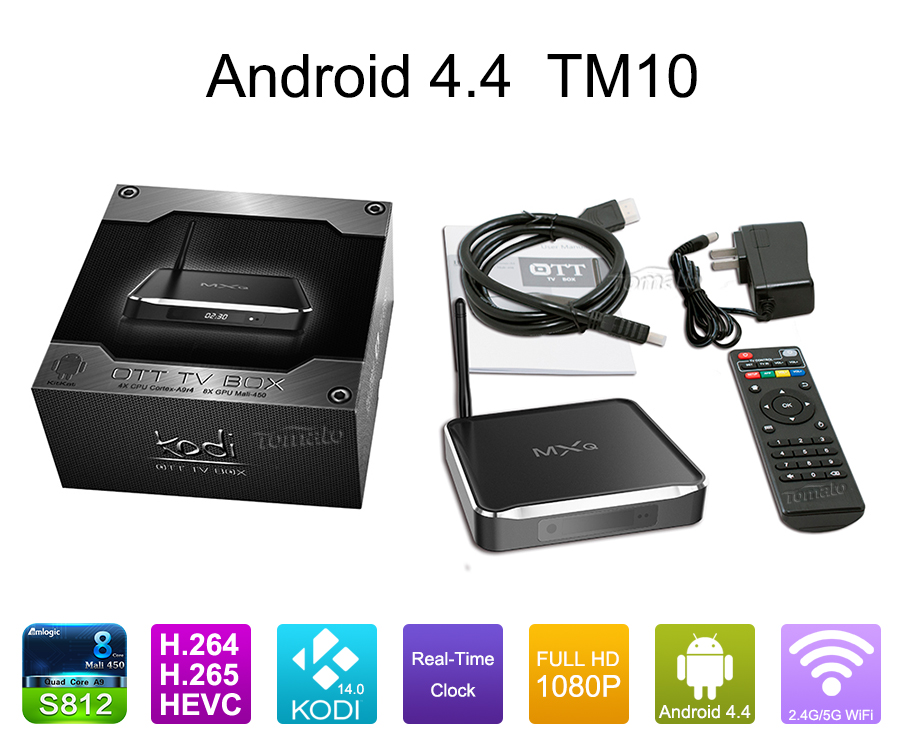 M10 TV Box 2016 Hottest Product OTT TV BOX Android 4.4 OTA 4k2k Kodi 15.2 preinstalled Amlogic S812 TV Box TM10