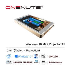 Cina Onenuts Intel Quad Core Z8300 2 in 1 Full HD DLP Mini proiettore per tablet Windows Home Theater Video Proiettori portatili LED T1 produttore