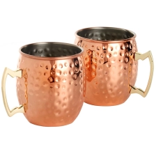 China 18 Ounce Stainless Steel Moscow Mule Copper Mugs with Hammered Finish fabricante