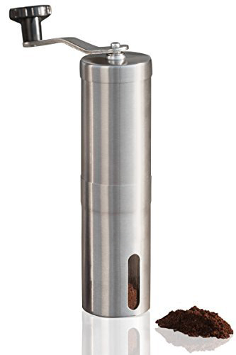Brushed Stainless Steel Conical Burr Mill Manual Coffee Mill Coffee Grinder