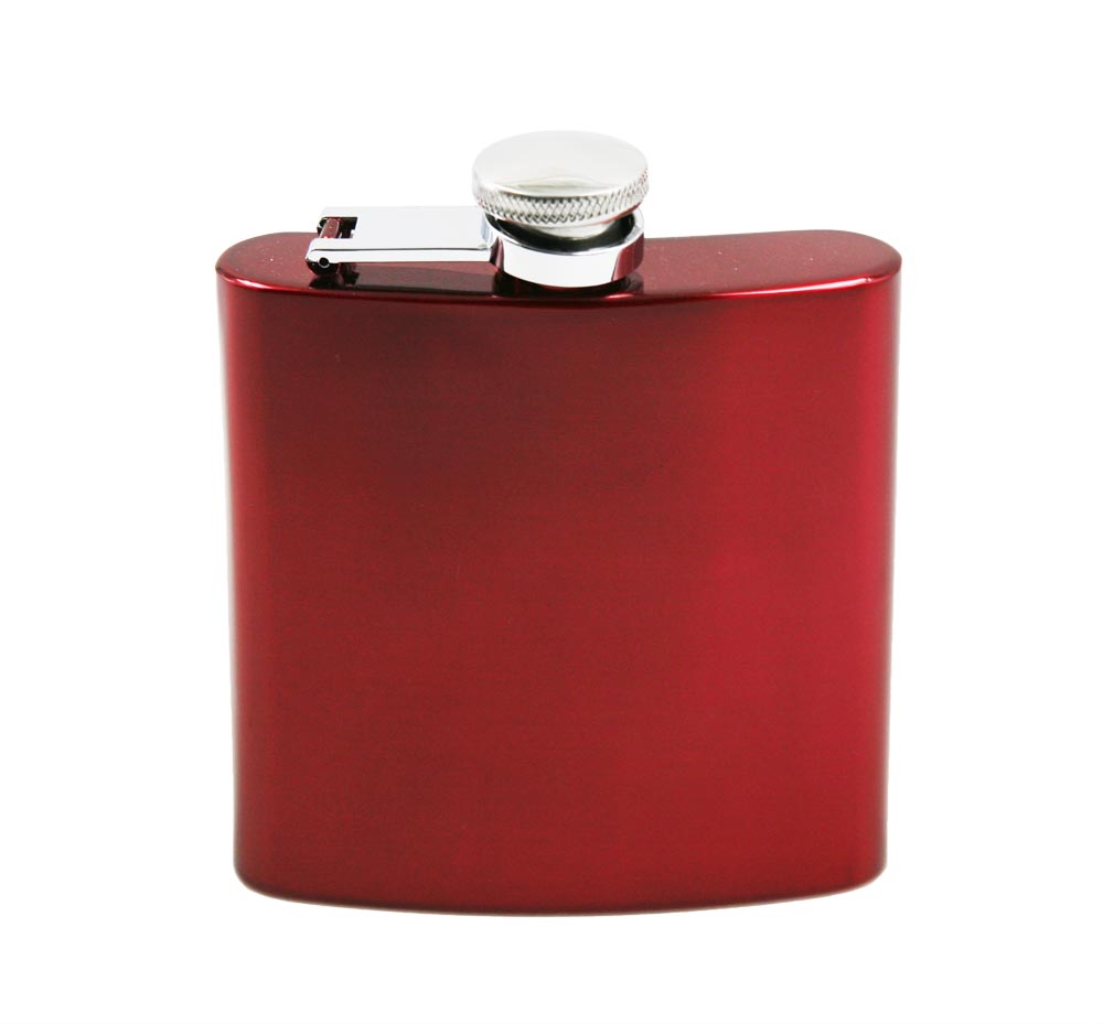 Aço inoxidável clássico Red seis onças brilhante Hip Flask EB-HF005