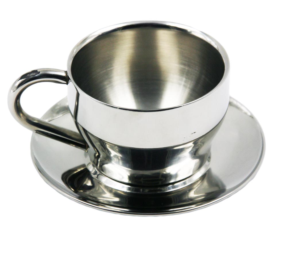 Tea Cup Equipos café de acero inoxidable de doble capa de la manera fijado EB-C32