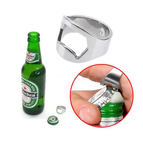 Facile apribottiglie bar carry dito anulare della birra