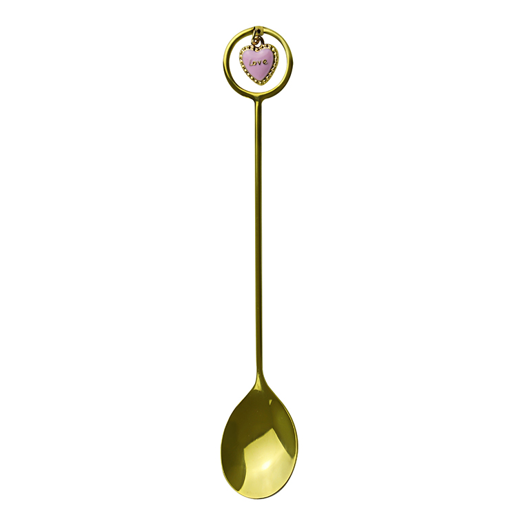 Elegant Luxury Gold Heart Shape Stainless Steel Coffee Spoon