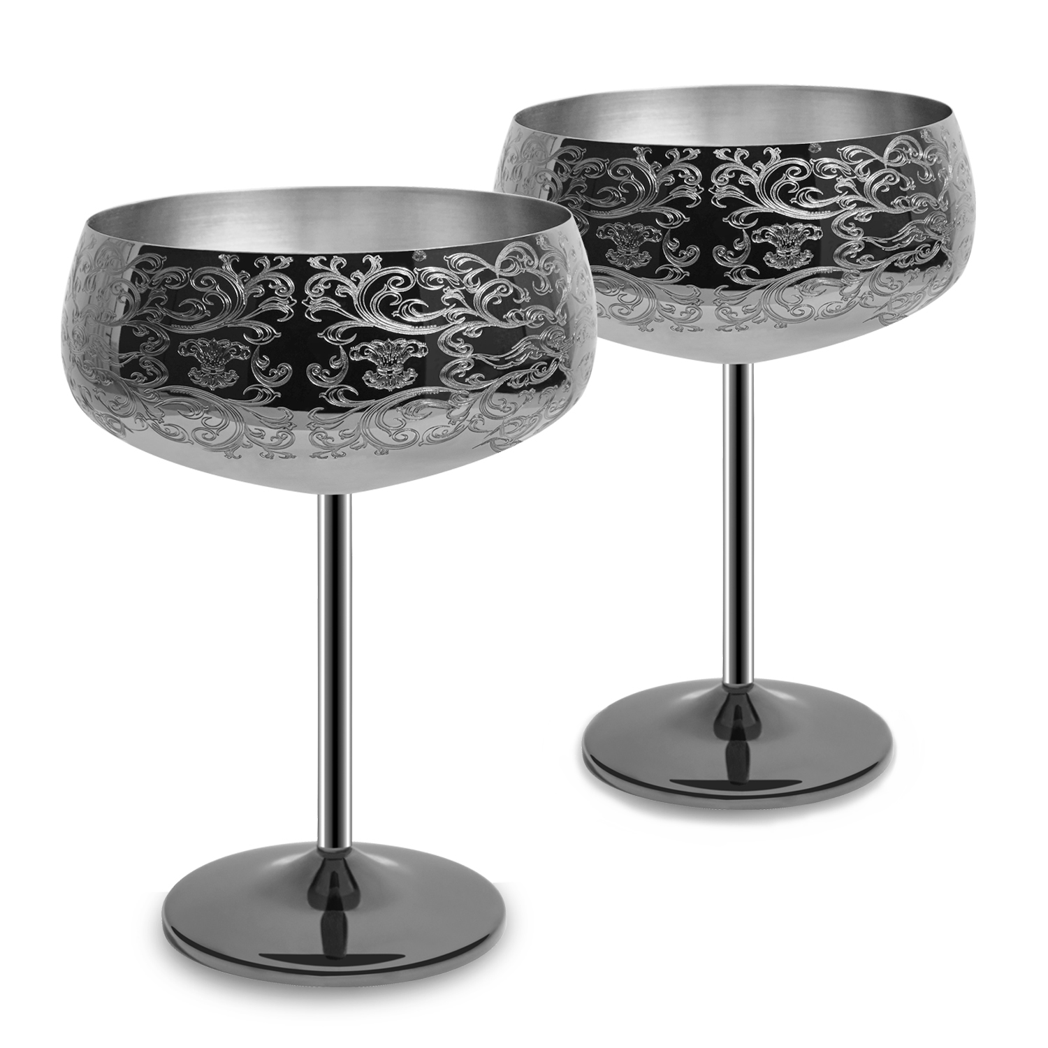 Etspatroon Met Zwart Geplateerde Afwerking Martini Cocktailglas