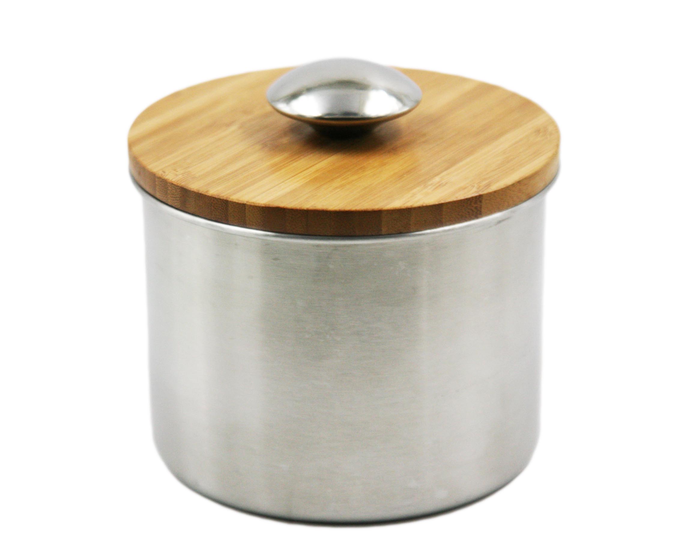 Haut de gamme en acier inoxydable de stockage Pot / Can / pot avec couvercle en bois EB-MF022
