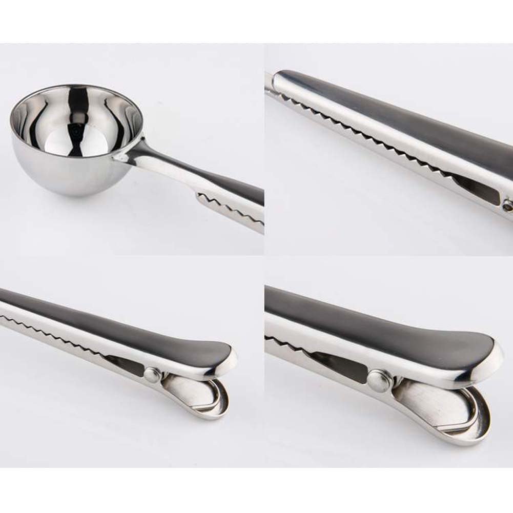 Latest Design Stainless Steel Silvery Color Coffee Scoop with Bag Clip