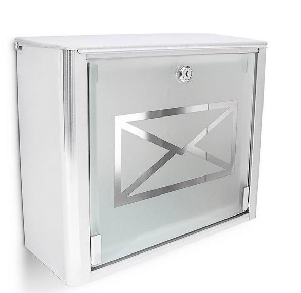 Lettera Post Box Mailbox acciaio inox con porta in vetro