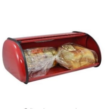 China Modern Red Metal Clear Front Window  Bread Box / Storage Bin manufacturer