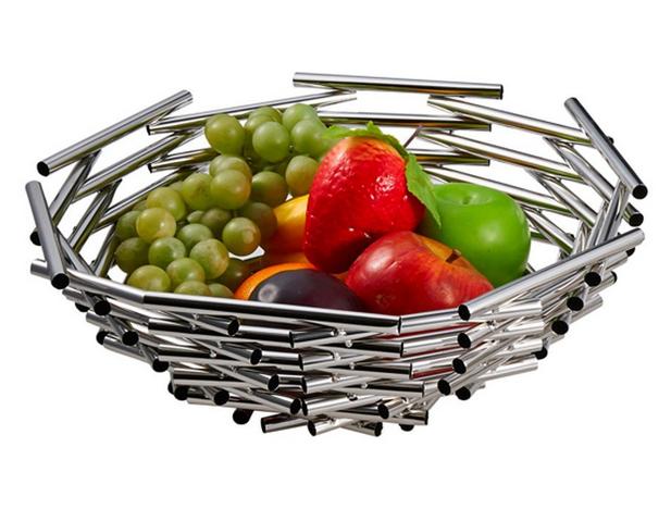 Klein formaat Fruit Bowl RVS tafelblad display mandje met vers fruit / Fruit Holder
