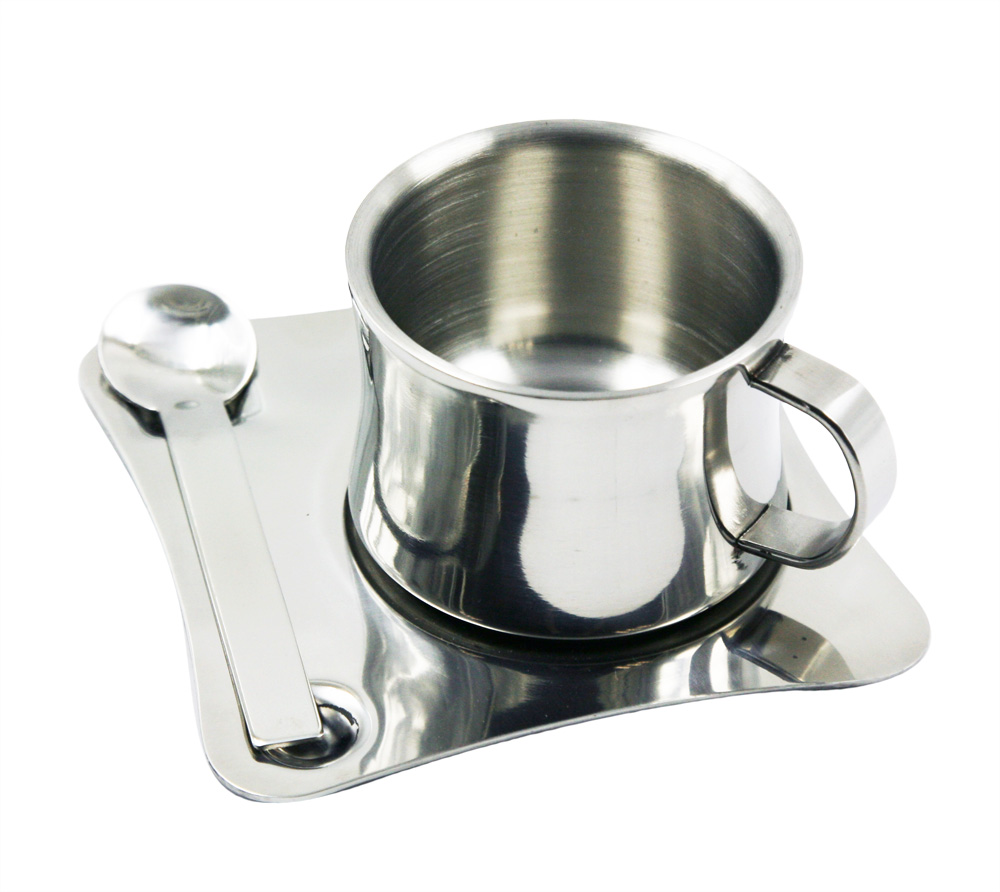 Aço inoxidável 150 ml Espresso Cup Pires Set EB-C61