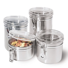 China Stainless Steel Canister Set with Airtight Acrylic Lid manufacturer
