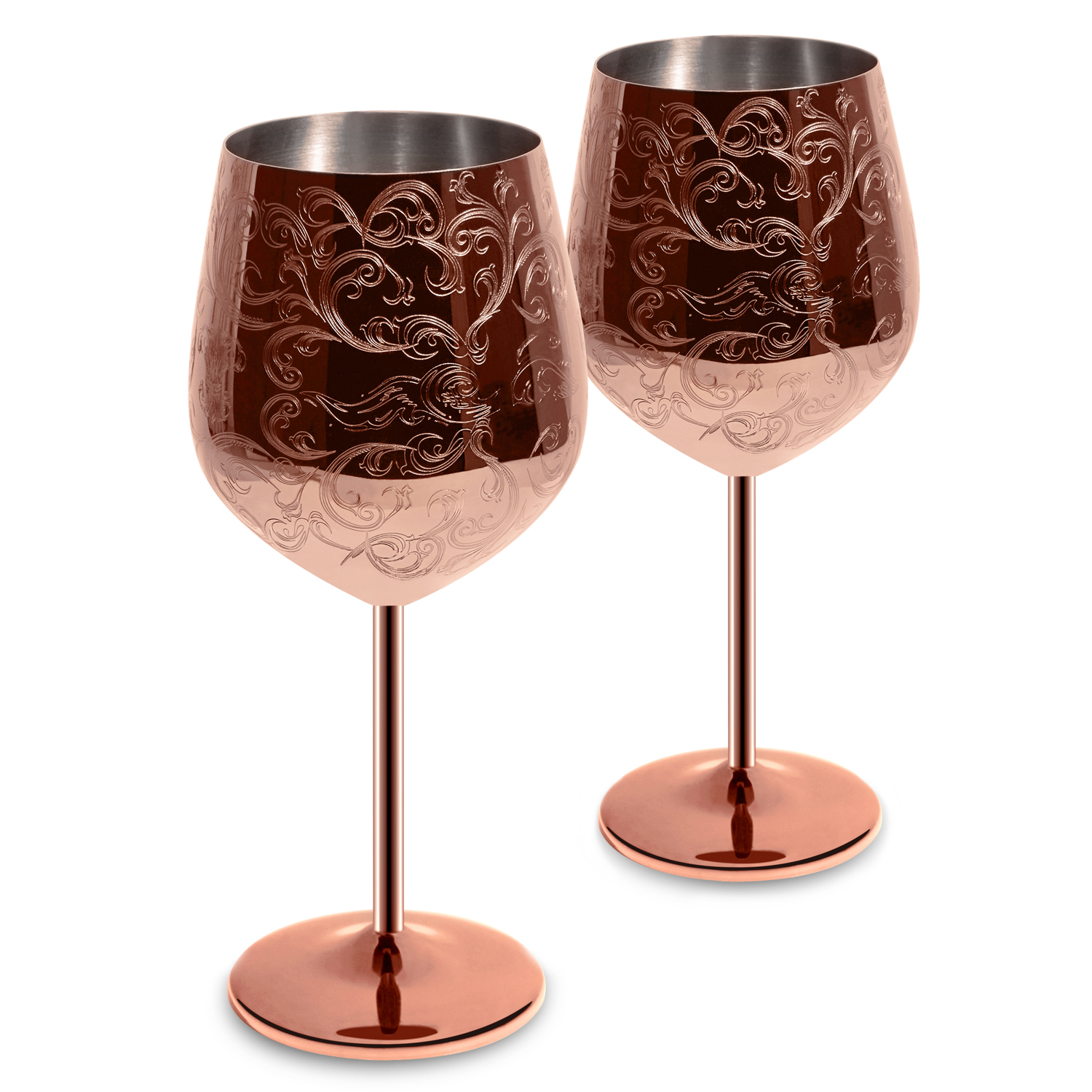 Taças de vinho de estilo real banhadas a cobre de aço inoxidável