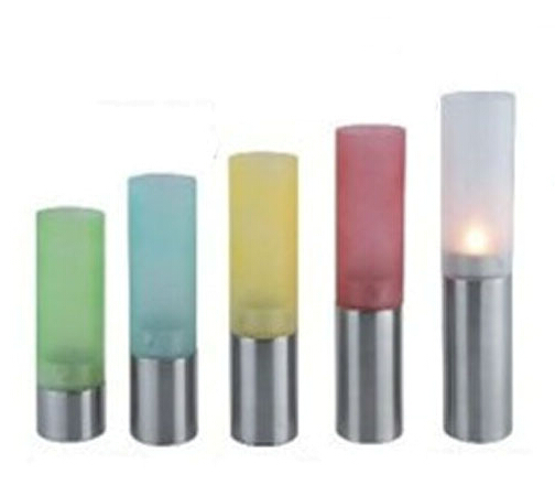 Suportes de vidro de aço inoxidável Castiçal Candle Set Diwali luzes decorativas