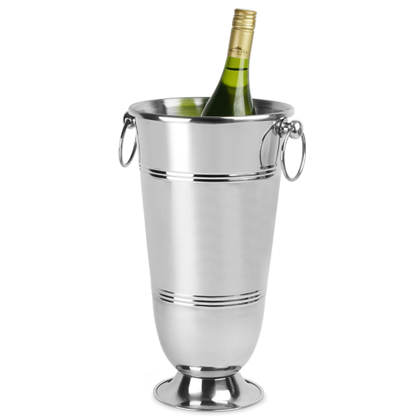 Aço inoxidável balde de gelo balde de champanhe com alças Anel