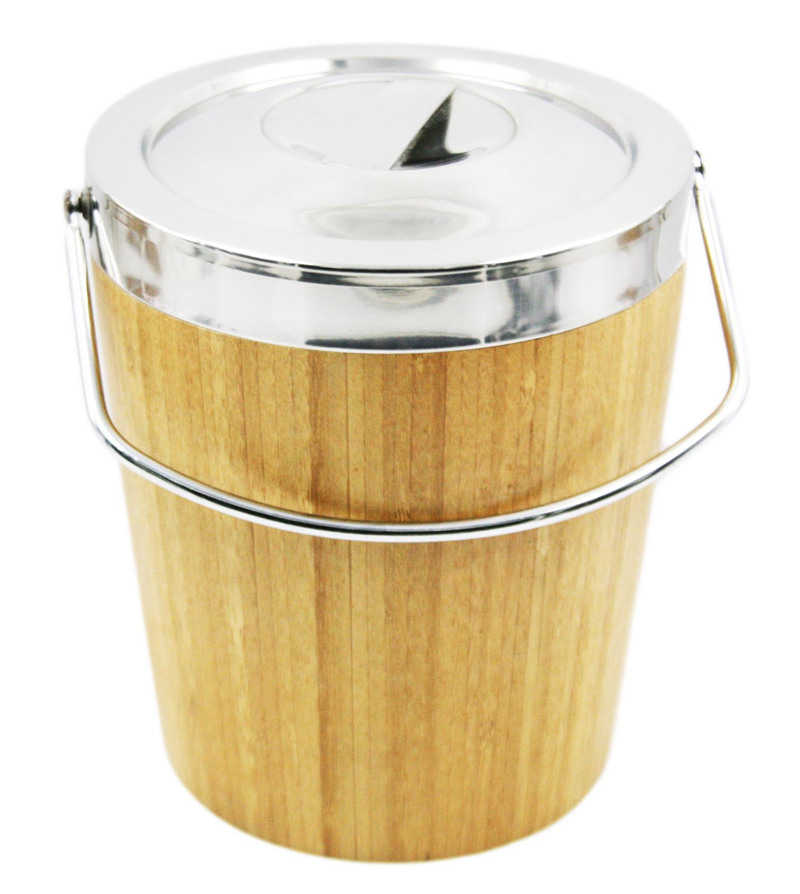 Нержавеющая сталь Ice Bucket с бамбуковой Portable Ice Bucket EB-BC08B