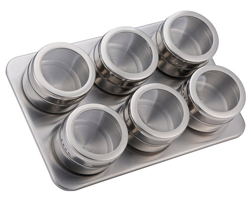 Acier inoxydable magnétique conteneurs Multipurpose Spice rack Parfait Storage 6 Piece Set