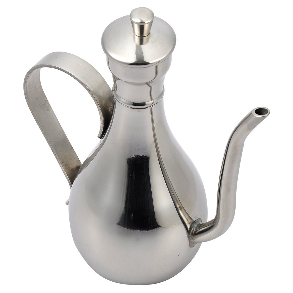 Stainless Steel Oil Can, Olive Oil Can Dispenser with Handle and Lid, Soy Sauce Bottle, Vinegar Dispenser, Dripfree Spout