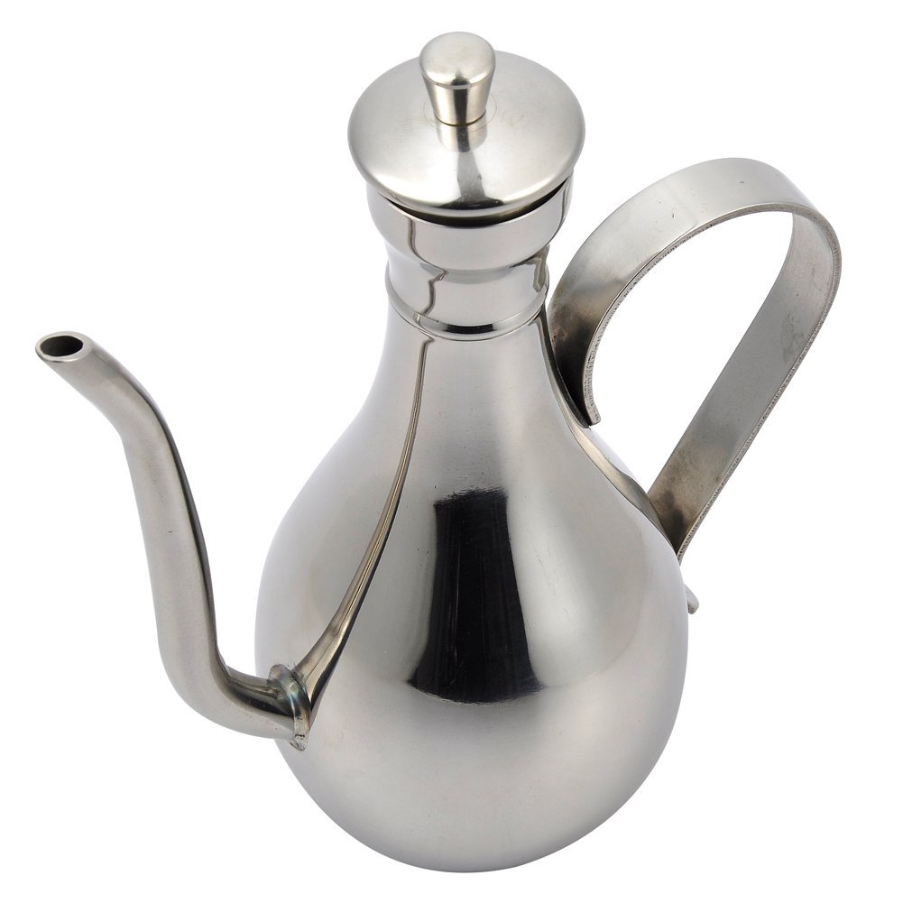 Stainless Steel Oil Can, Olive Oil Can Dispenser with Handle and Lid, Soy Sauce Bottle, Vinegar Dispenser, Dripfree Spout