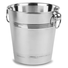 China Stainless Steel Round Wine Bucket Champagne Bucket with Double Linear Band manufacturer