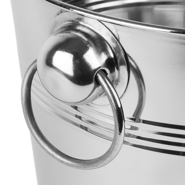 Stainless Steel Round Wine Bucket Champagne Bucket with Double Linear Band