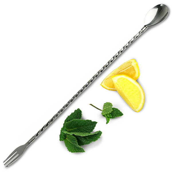 Stainless Steel Twisted mixing spoon with fork end