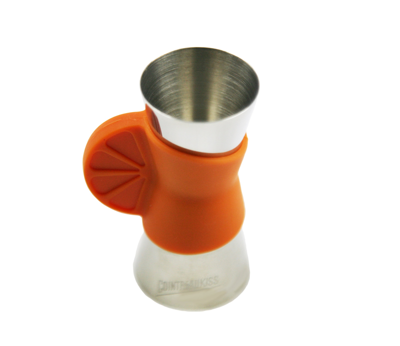 Jigger in acciaio inox con impugnatura arancione in silicone durevole Bar misura di utensili Cup Bar  EB-T21