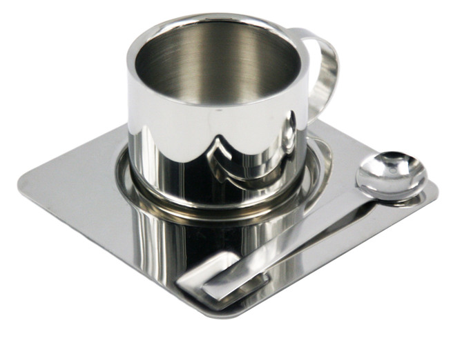Нержавеющая сталь Кубок Кофейный набор Чашка чая ложка подставки EB-C33